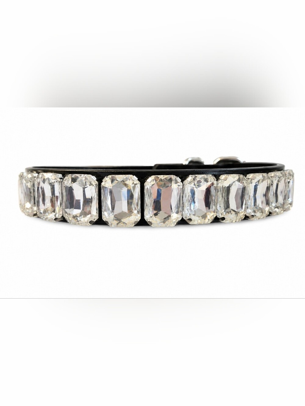 Clear Rhinestone Leather Collar - Size Small - IN ORIGINAL PACKAGING